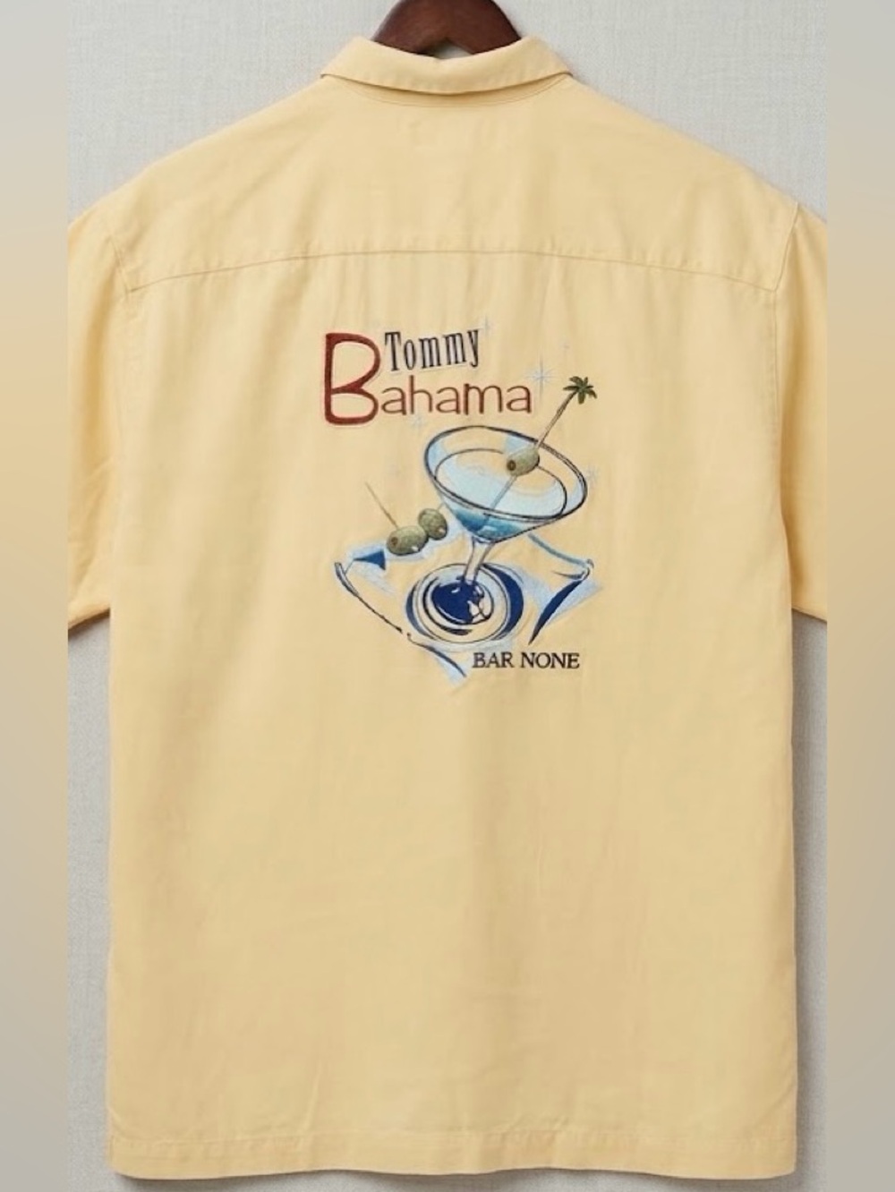 Tommy Bahama Pale Yellow 'Bar None' Embroidered Cocktail Back Shirt